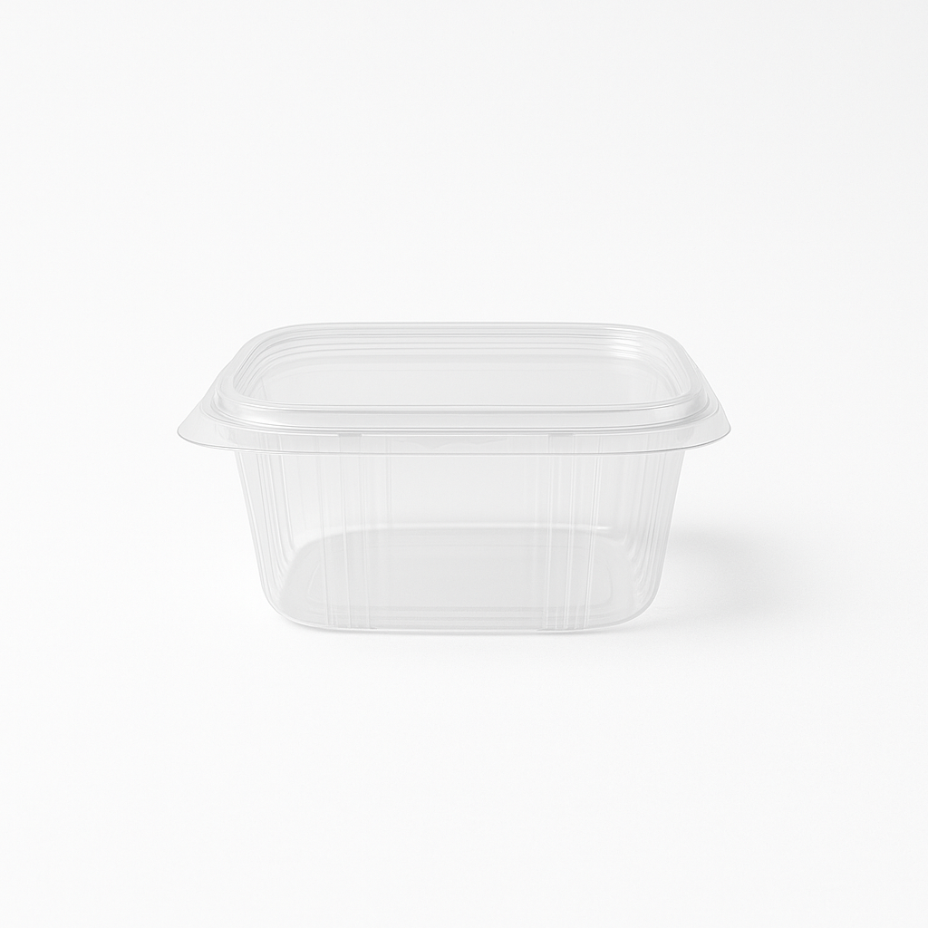Feinkost-Becher 250 ml eckig, Verpackungsbecher mit Deckel PP