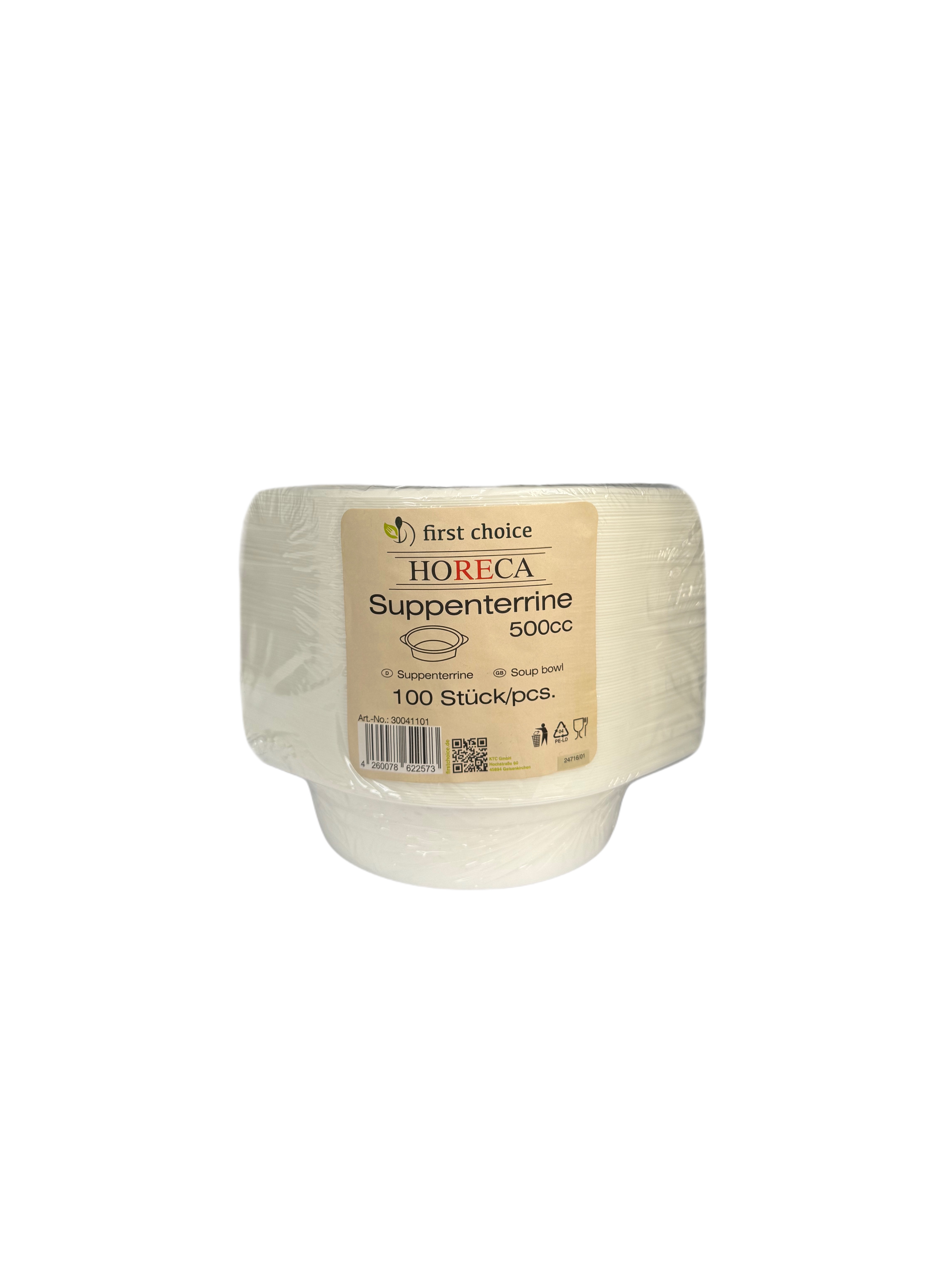 Suppenterrine 500 ml mit Griffen, weiß, PP