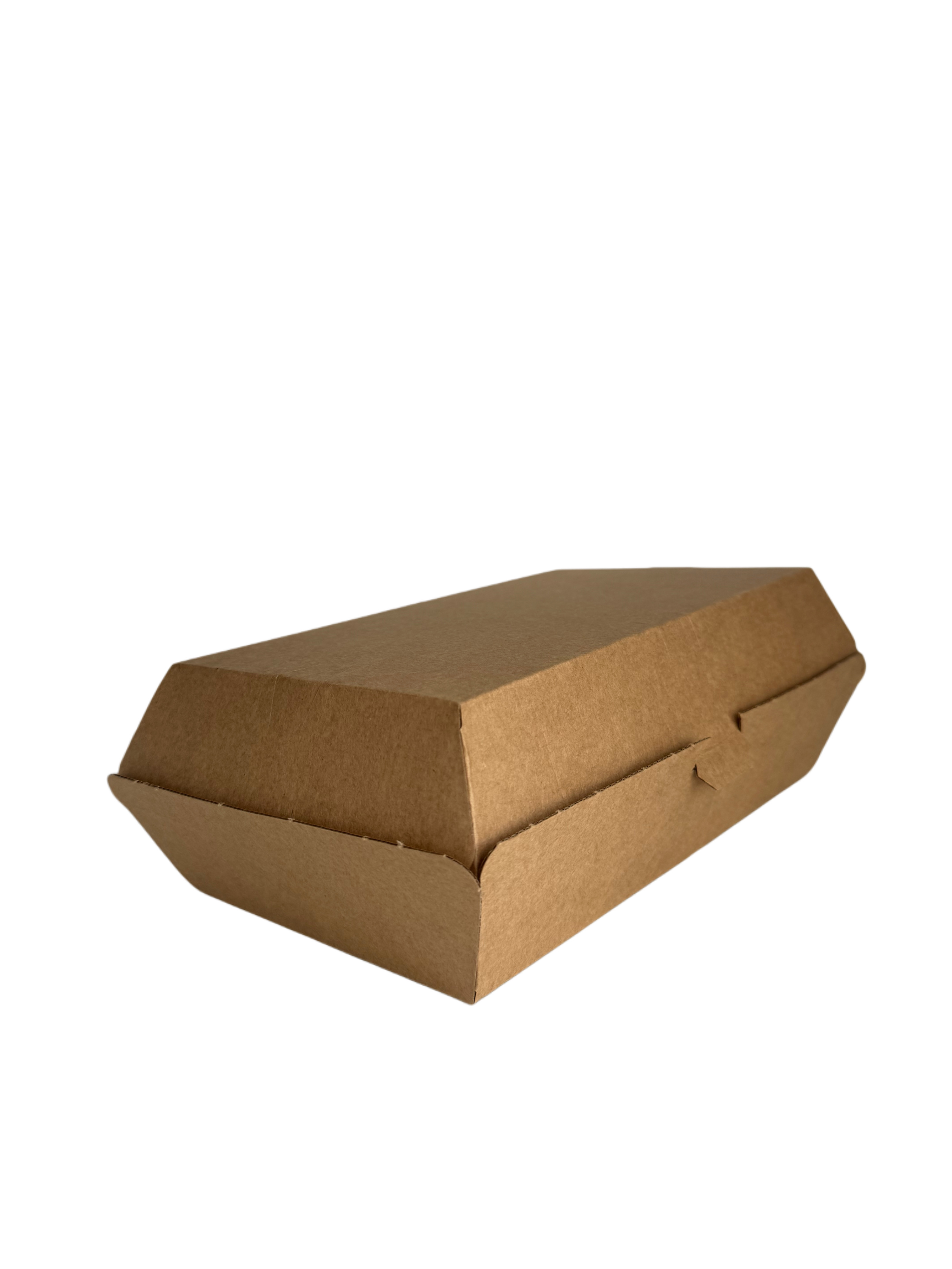 Lunchbox mit Deckel aus Pappe 19 x 11 x 7, braun